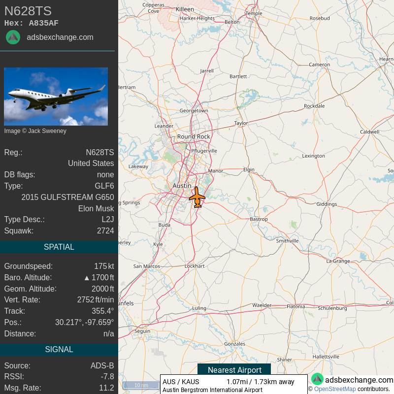  Elon Mask letovi Ostin, Teksas 