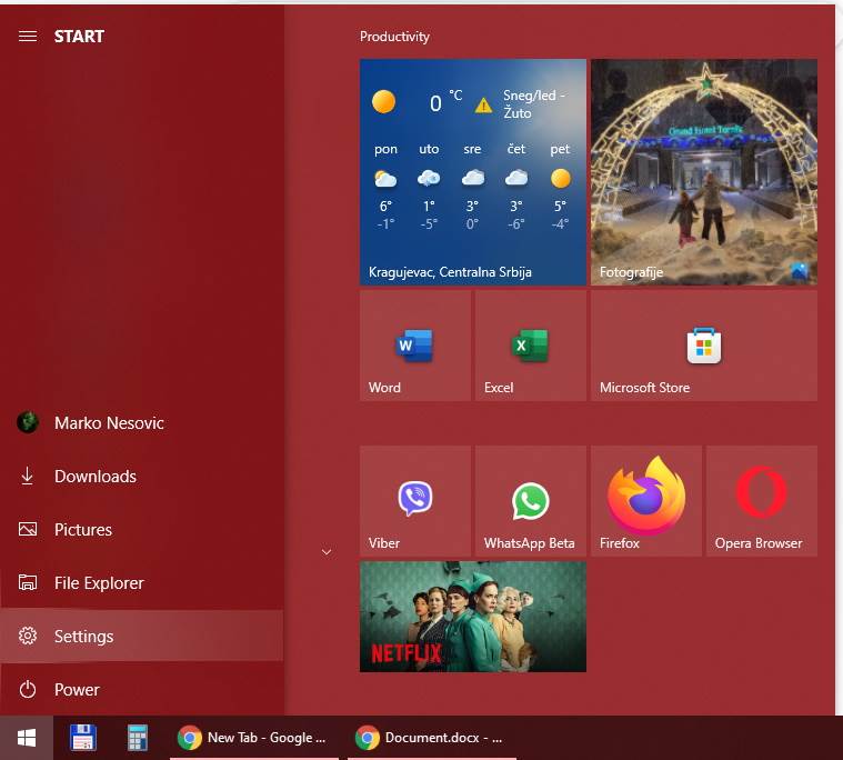  Opcija Settings u Windows 10 Start meniju - SmartLife / Marko Nešović / Windows 10 / Printscreen 