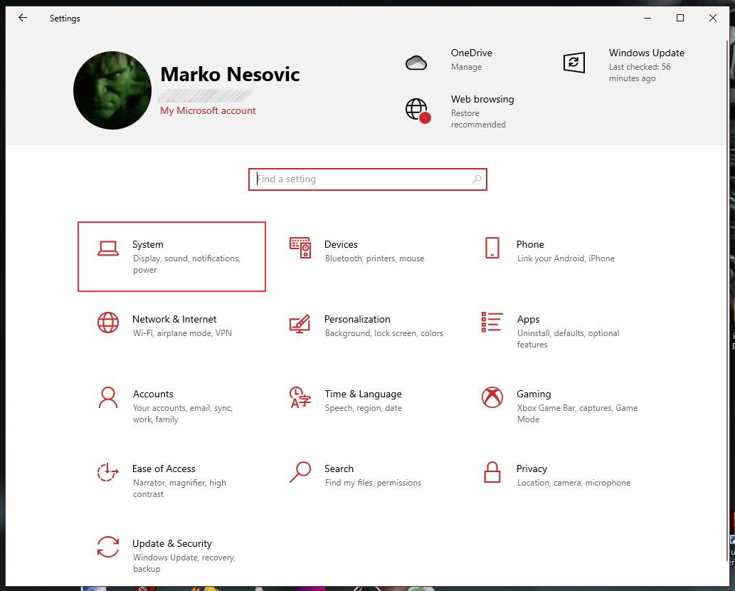  System opcija u podešavanjima - SmartLife / Marko Nešović / Windows 10 / Printscreen 