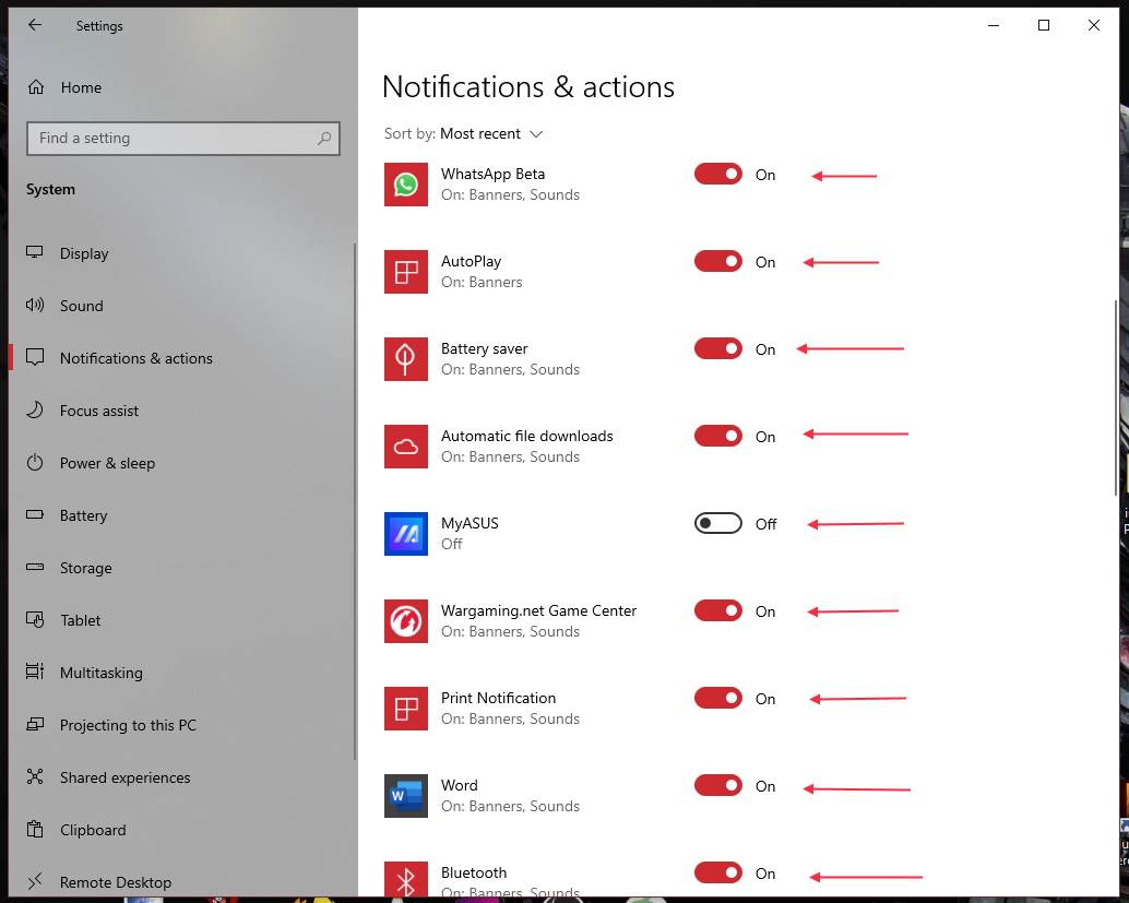  Isključivanje obaveštenja za svaku aplikaciju pojedinačno - SmartLife / Marko Nešović / Windows 10 / Printscreen 