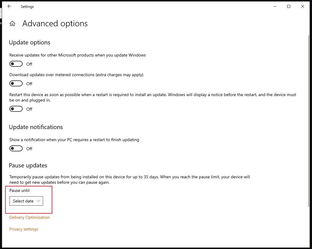  Pauziranje ažuriranja 