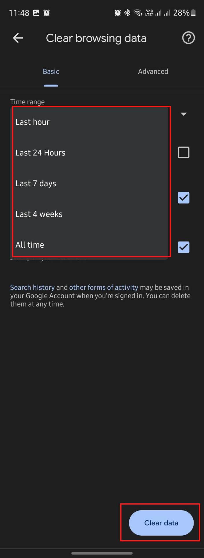  Vremenski raspon brisanja podataka iz Chrome browsera 