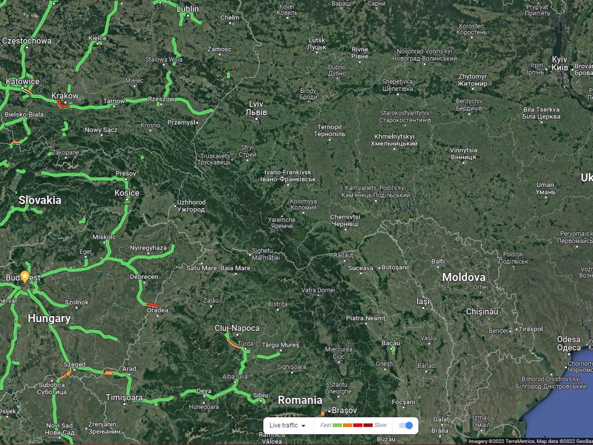 Mapa Evrope sa saobraćajnim gužvama koje su isključene u Ukrajini   Mapa Evrope sa saobraćajnim gužvama koje su isključene u Ukrajini