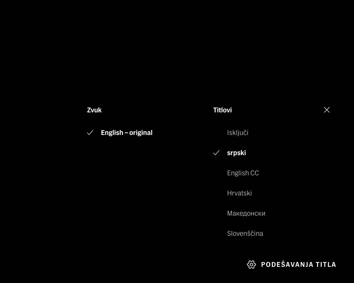 Odabir zvuka i titlova tokom reprodukcije - SmartLife / HBO Max / Printscreen   Odabir zvuka i titlova tokom reprodukcije - SmartLife / HBO Max / Printscreen