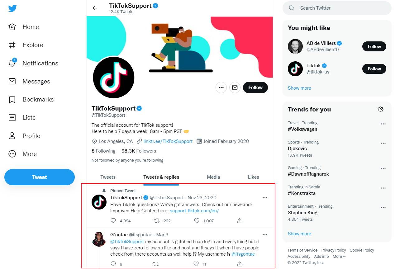 TikTok podrška na Twitter mreži   TikTok podrška na Twitter mreži