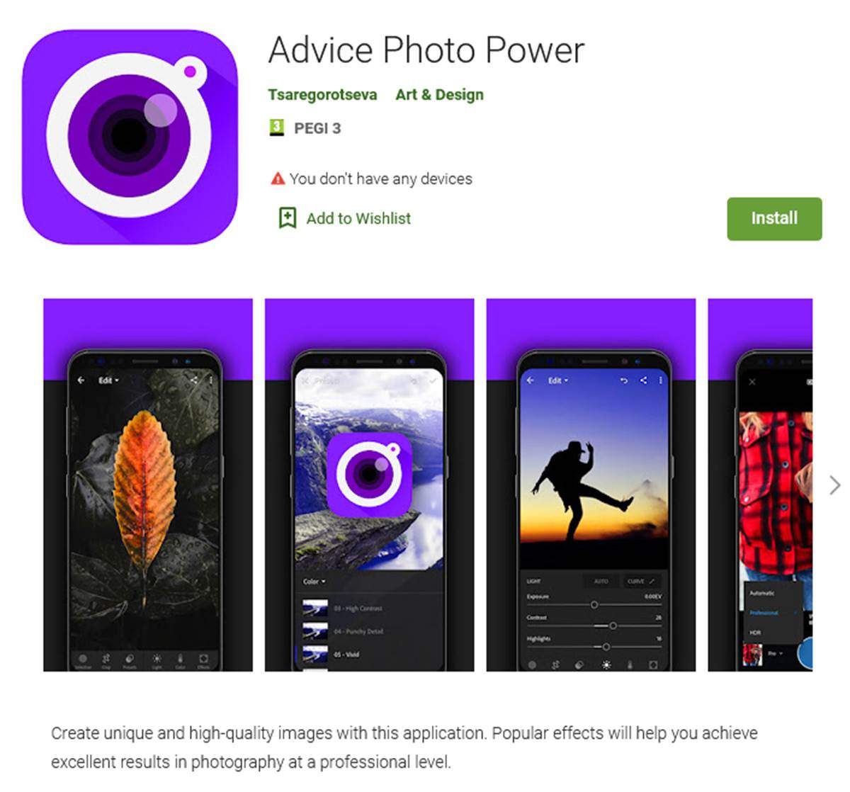 Advice Photo Power - Smart Life/ Google Play Store   Advice Photo Power - Smart Life/ Google Play Store