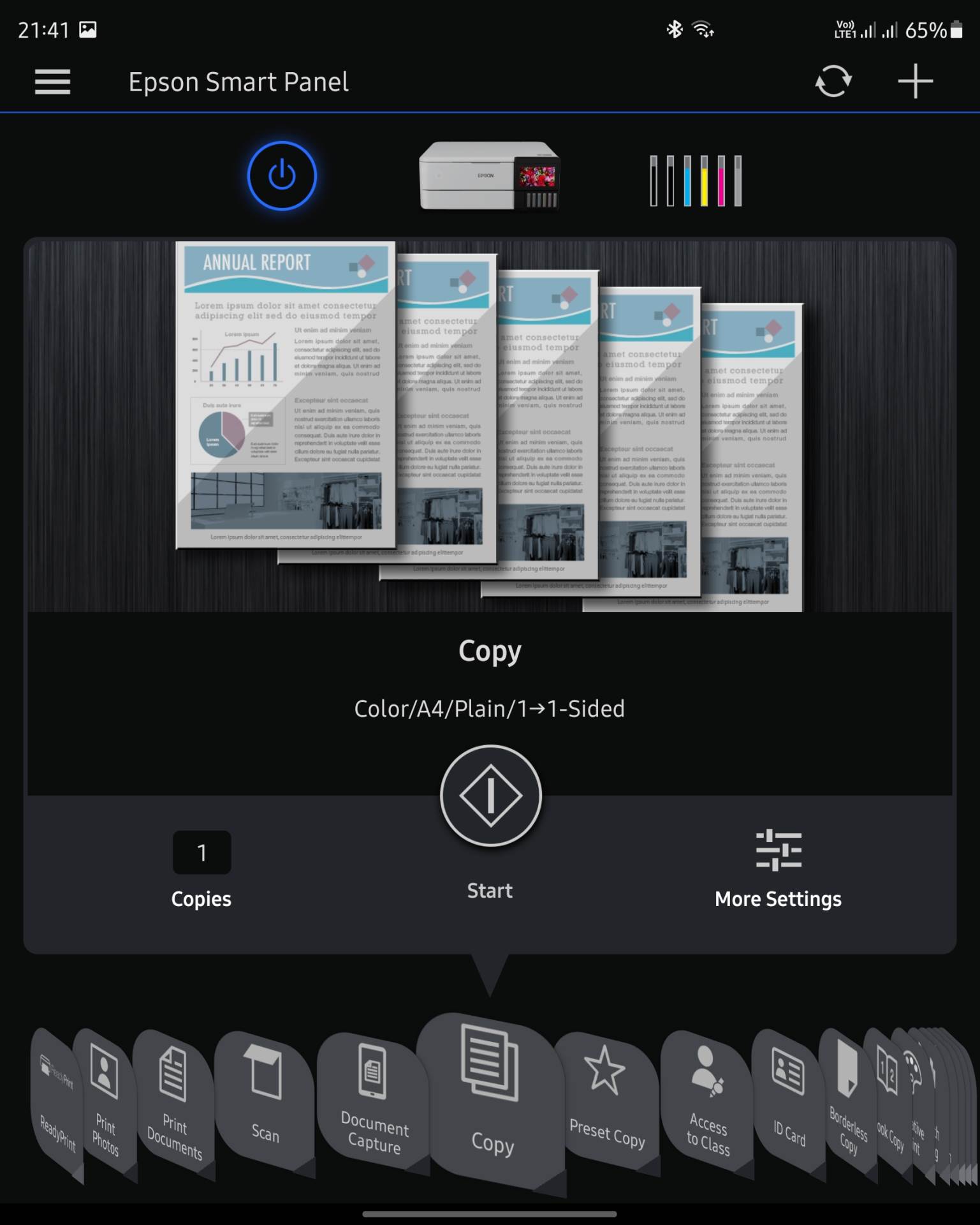  Kopiranje dokumenata - Epson Smart Panel/Screenshot 