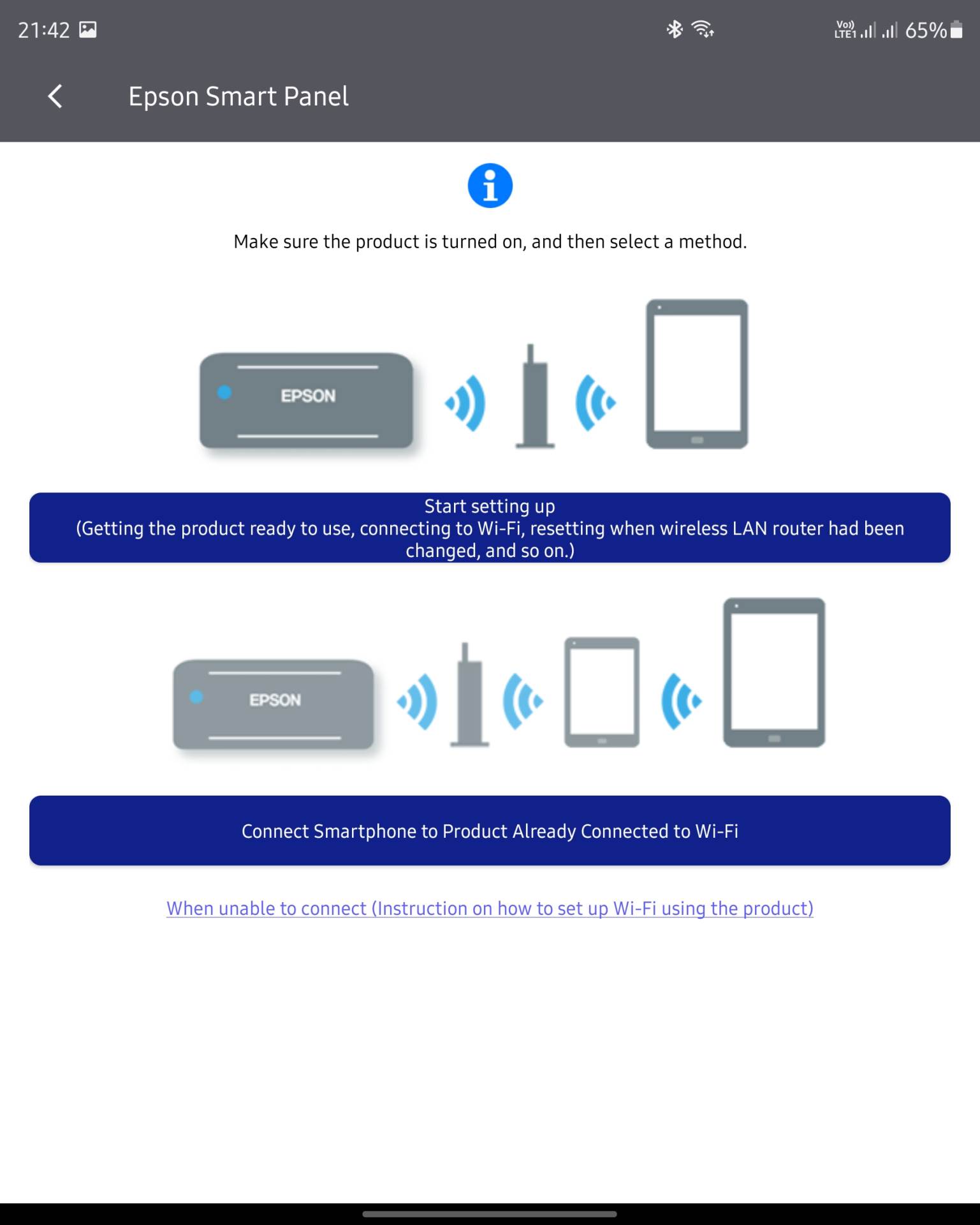  Načini povezivanja - Epson Smart Panel/Screenshot 