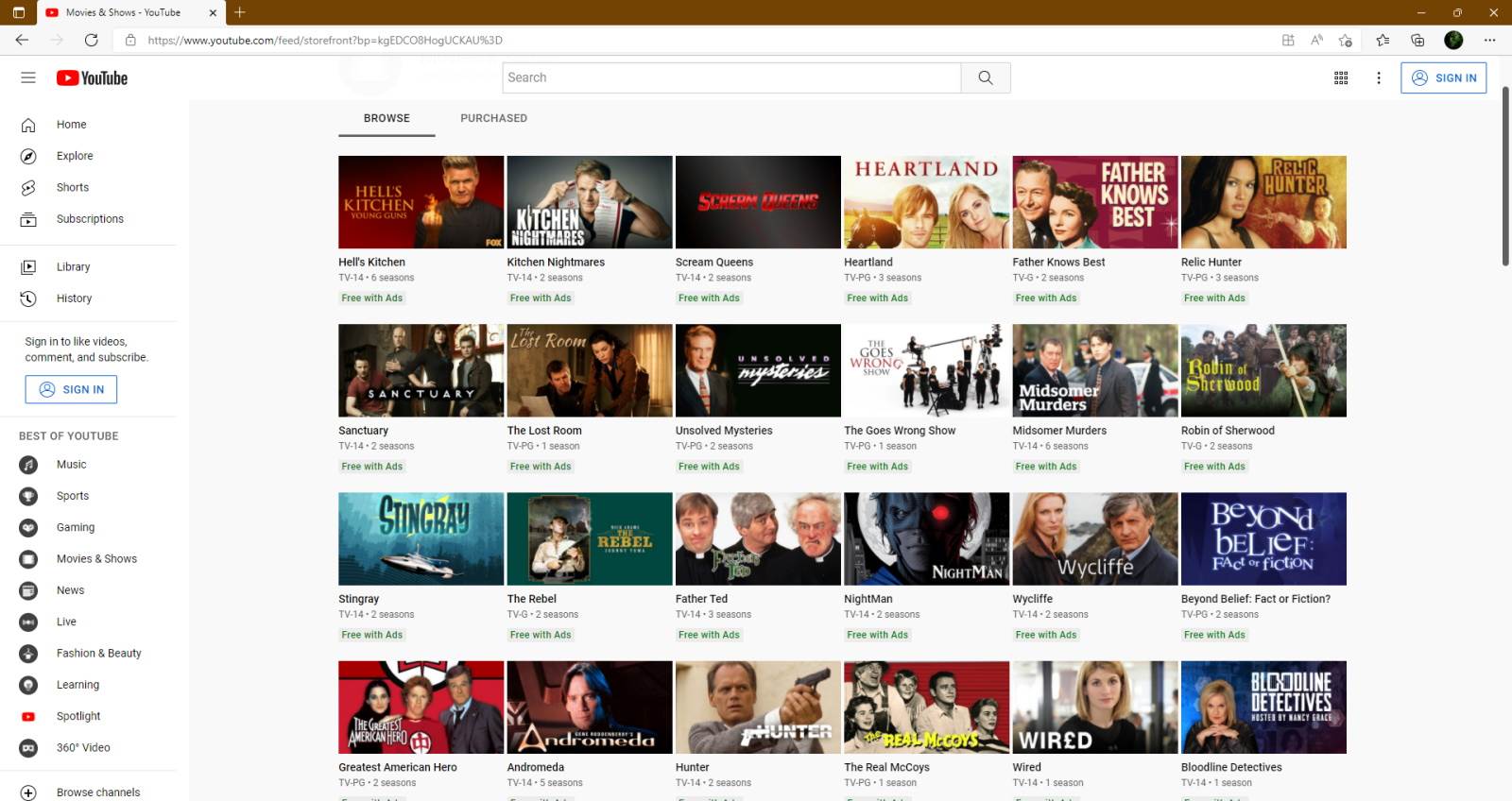 YouTube Movies and Shows za SAD - YouTube/Screenshot   YouTube Movies and Shows za SAD - YouTube/Screenshot