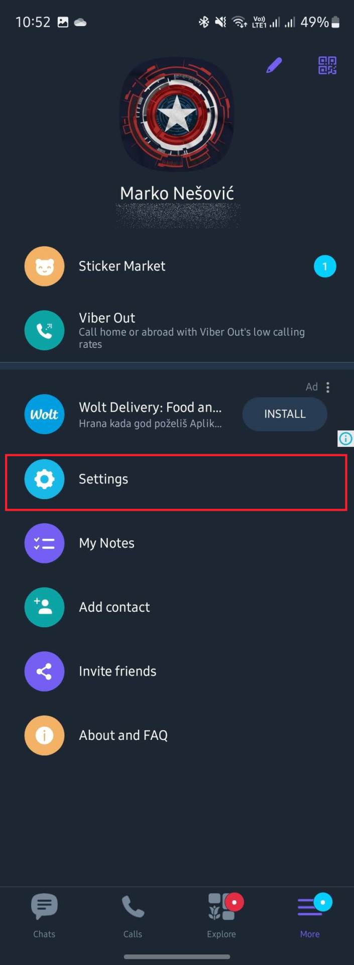 Viber podašavanja naloga - Viber/Screenshot   Viber podašavanja naloga - Viber/Screenshot