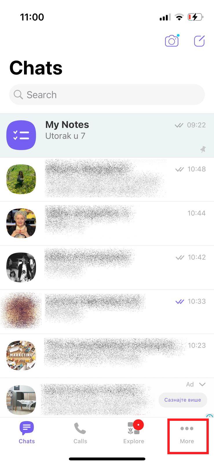 Viber meni na iOS - Viber/Screenshot   Viber meni na iOS - Viber/Screenshot