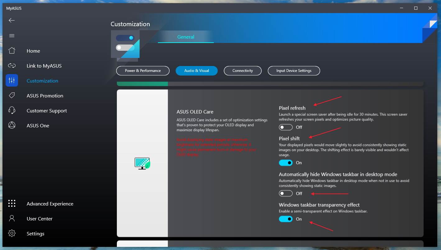 MyASUS OLED Care aplikacija   MyASUS OLED Care aplikacija