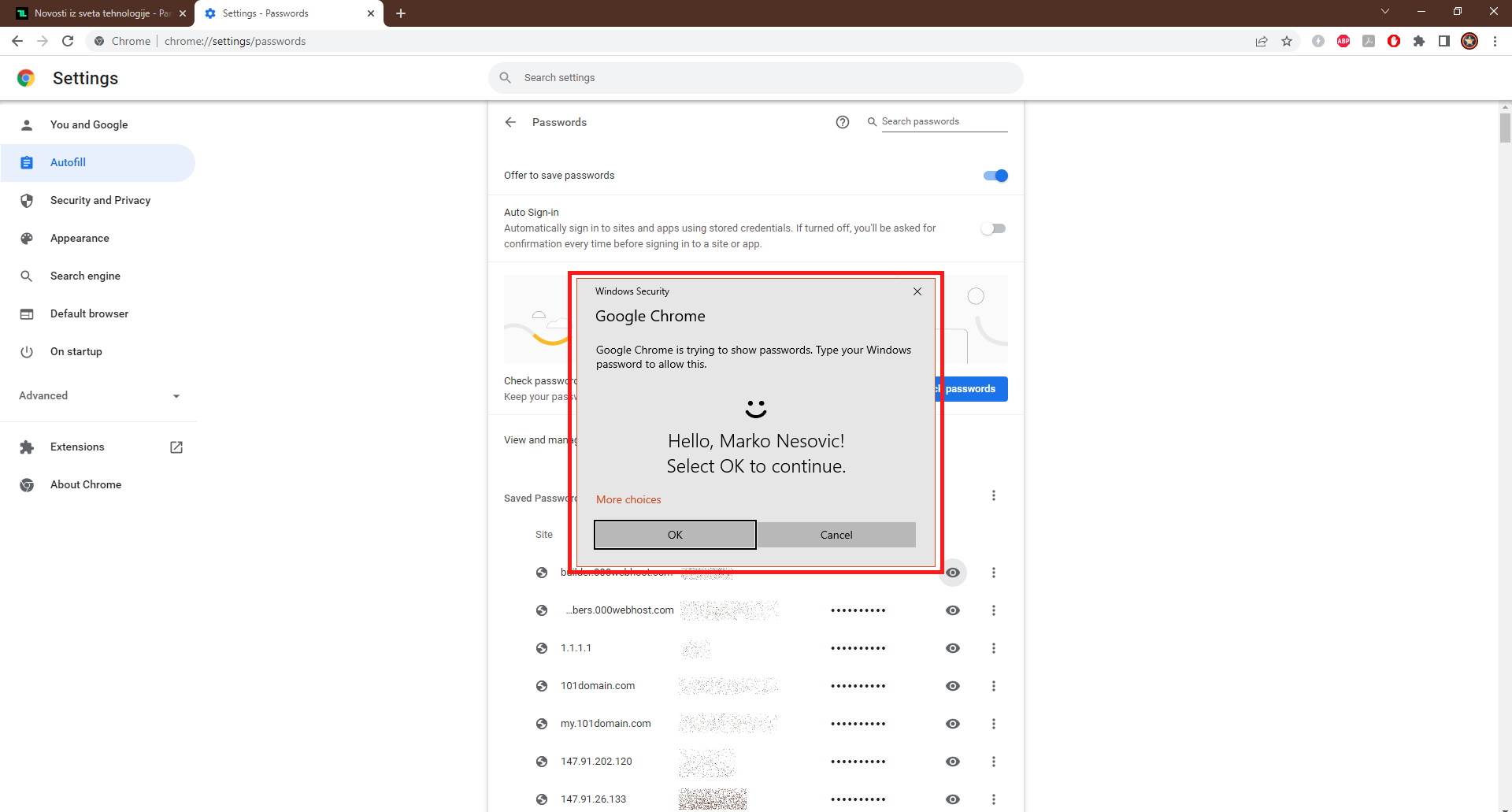  Chrome identitet.jpg - Marko Nešović/Google Chrome/Screenshot 