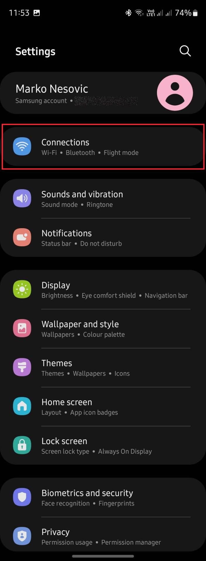 Opcija Connections u podešavanjima - Marko Nešović 