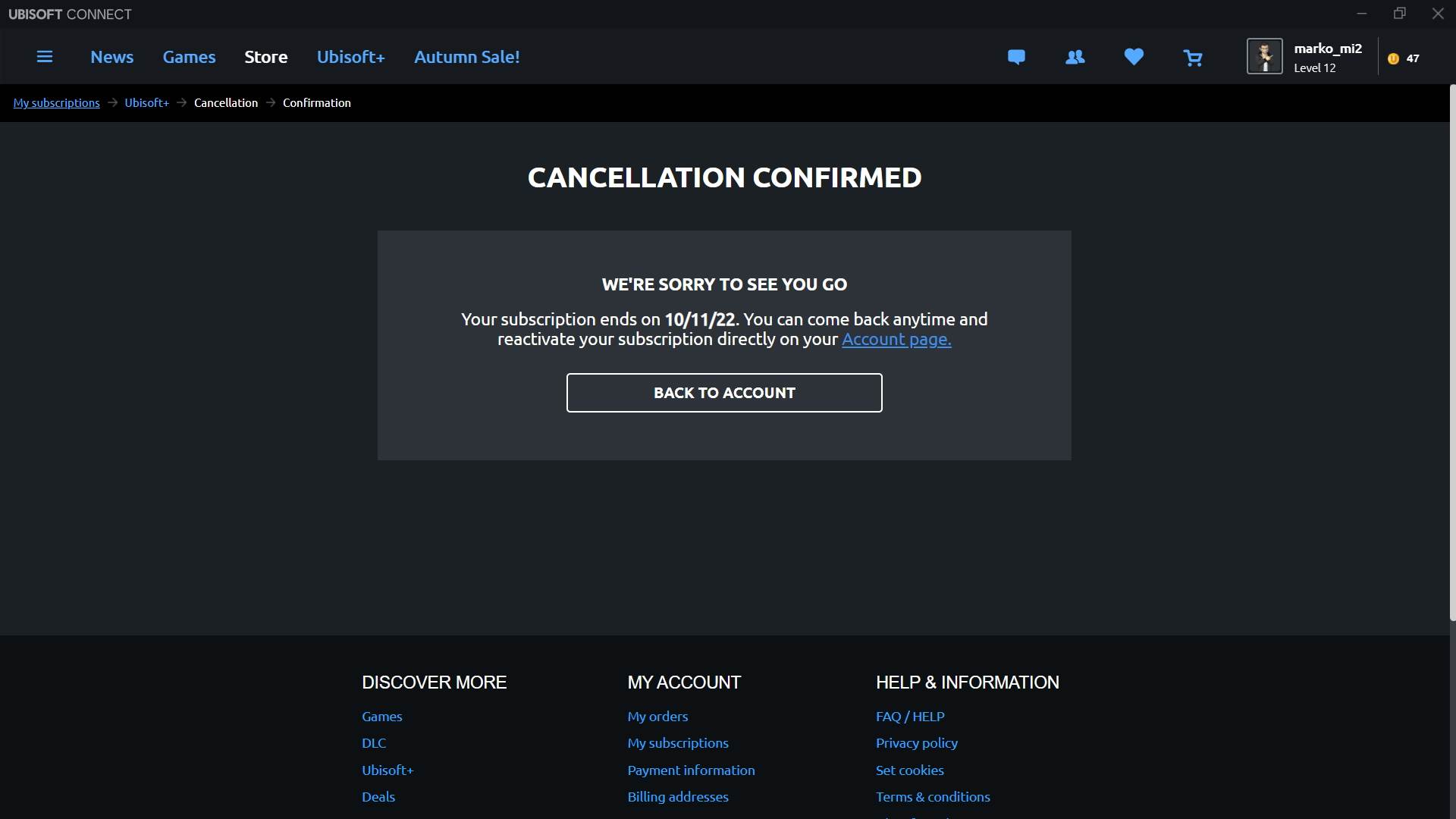  Kako otkazati Ubisoft+ pretplatu 