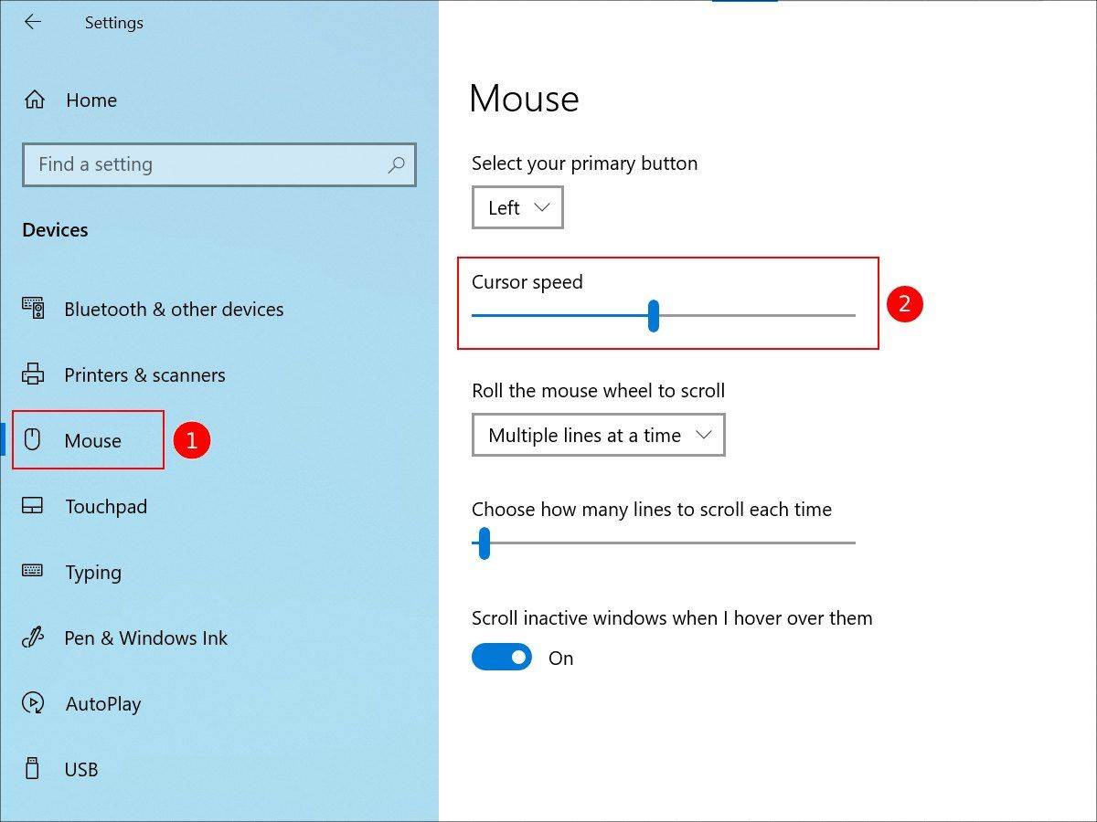 Cursor speed Cursor speed