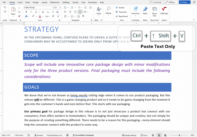  Microsoft Word prečica nalepljivanje teksta bez formatiranja 