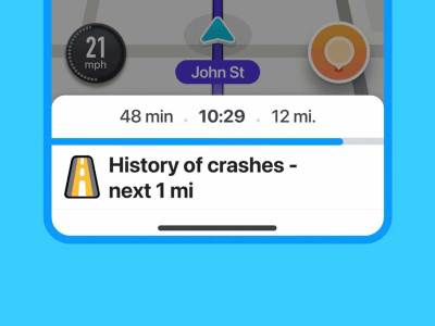 Waze upozorenje o istoriji sudara  Waze upozorenje o istoriji sudara