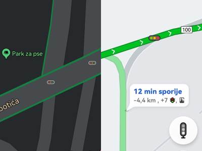 Google Maps semafori i STOP znak navigacija 